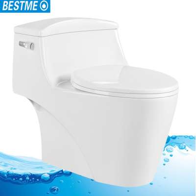 Siphonic jet flushing elongated floor mounted ceramic one piece wc toilet made in China