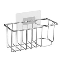 Kitchen Stainless Steel Sink Suction Organizer Basket Polished Sink Suction Caddy Sponge Soap Brush Holder