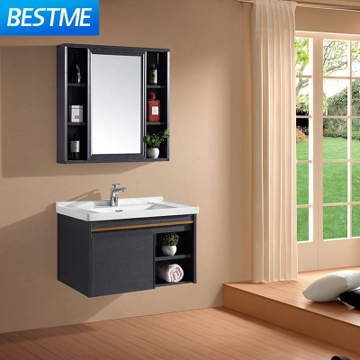 Brushed blue sliding door mirror cabinet Wholesale hotel modern vanity bathroom