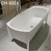 GM-8001  luxury brand new design 170*80*60cm resin bathtub solid surface artificial stone white freestanding bath tub