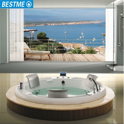 BESTME 2020 Indoor hydro massage tubs round acrylic massage whirlpool walk in drop in spa tub with TV