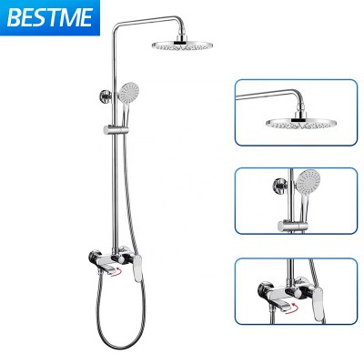 Three-function with faucet chrome rainfall hot cold water shower set